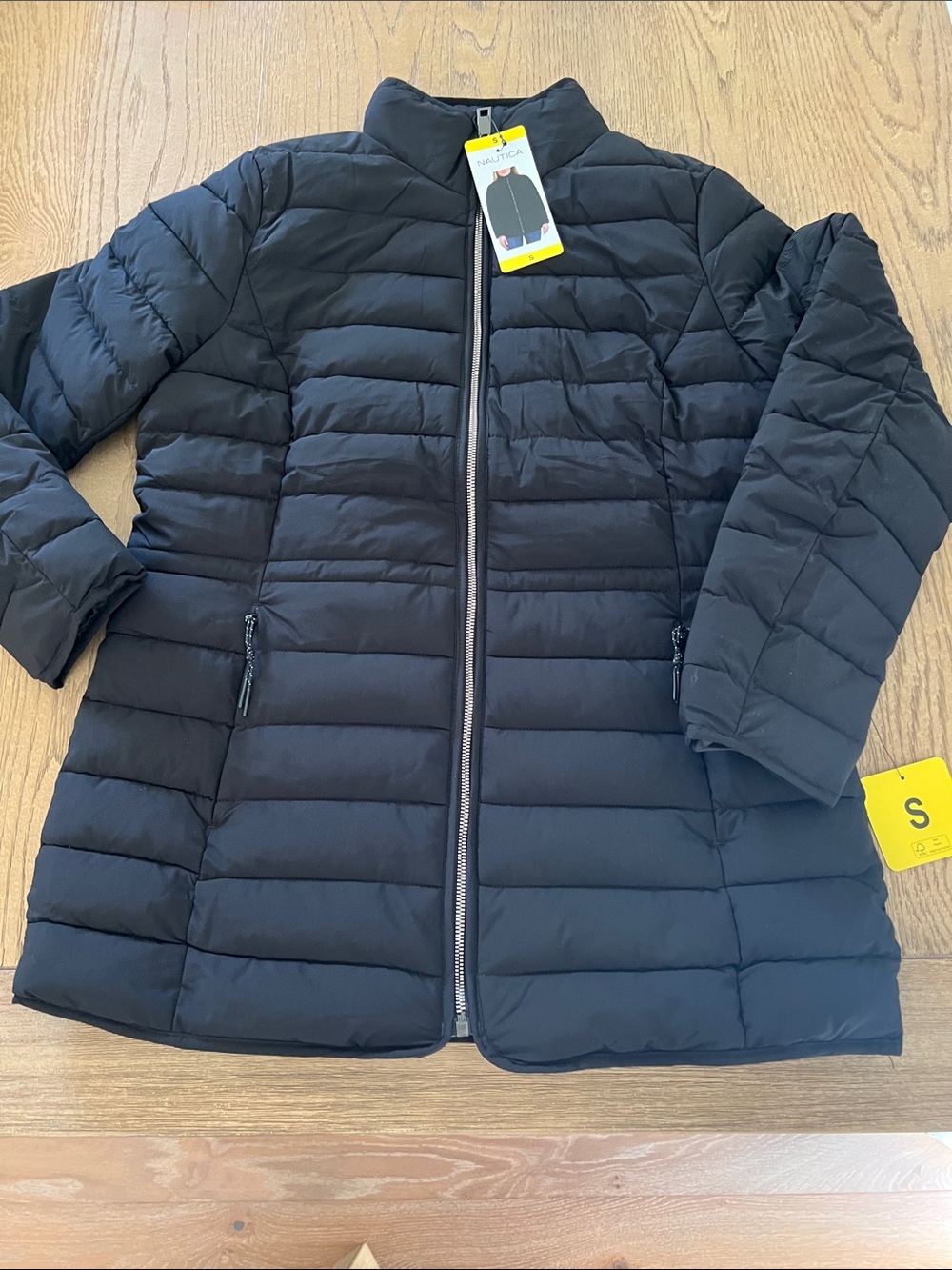Nautica Women’s Black Quilted Mid-Length Puffer Jacket